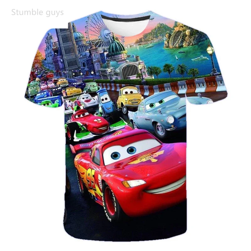 Cars Short Sleeve Tee For Kids Racing Print Summer Casual Lightweight Soft Cartton Comfortable Tops For Boys