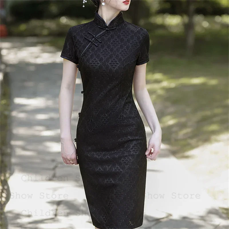 

Женское сексуальное кружевное Ципао с цветочным принтом, китайское платье для невесты, свадебной вечеринки, винтажное платье-тост на пуговицах с воротником-стойкой, Chesongam, новые летние платья