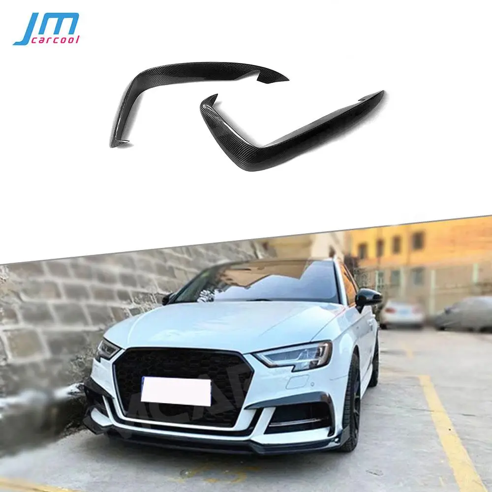 

JMCARCOOL Carbon Fiber Car Front Fog Light Bumper Splitter Fins Body Kits For Audi S3 A3 Sline Sedan 2017-2019 Accessories