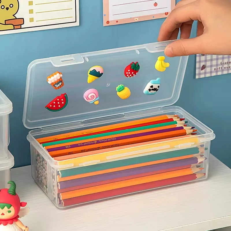 Pen Case Large Large Capacity Plastic Organizer Storage Boxes For School Bulk Stackable Design Office Supplies Case Stationery