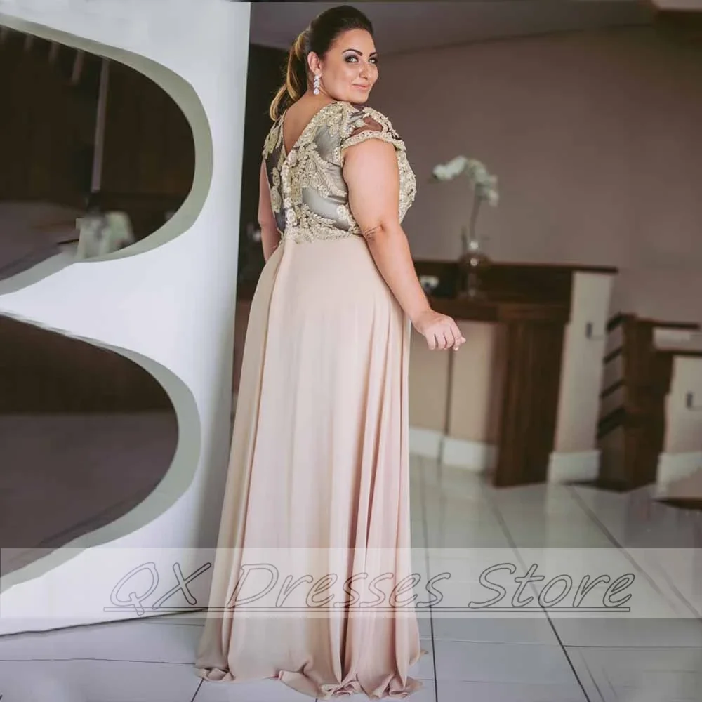 Customized Long Chiffon  Mother of the Bride Dresses Floor Length Draped Applique   For Wedding 2022 Vestidos De Boda Invitada