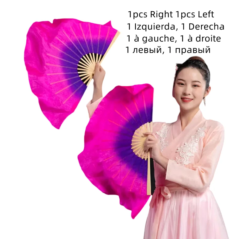 Een Paar 100% Echte Zijden Sluiers 2 Lagen Dubbelzijdig Cirkel Fan Handverf Zwart Rood Buikdans Square Dance Props Extra Lang