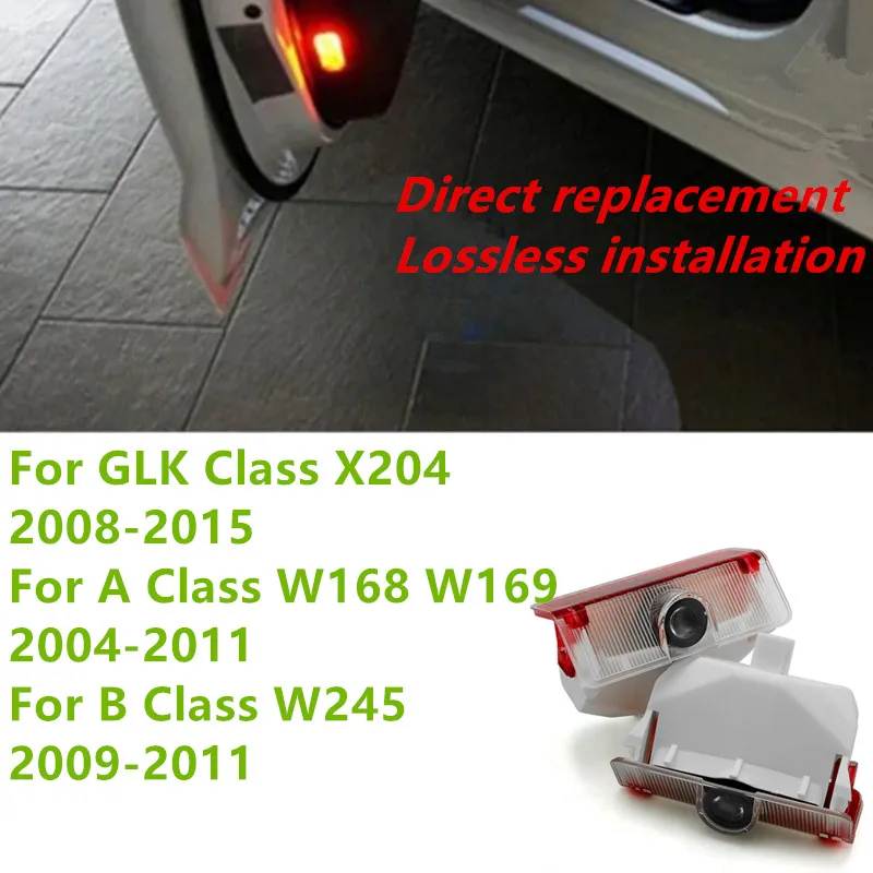 Image of 2 Stück für Mercedes Benz GLK X204 2008-2015 AMG A W168 W169 B-Klasse W245 HD LED Willkommens-Schattenprojektor-Licht