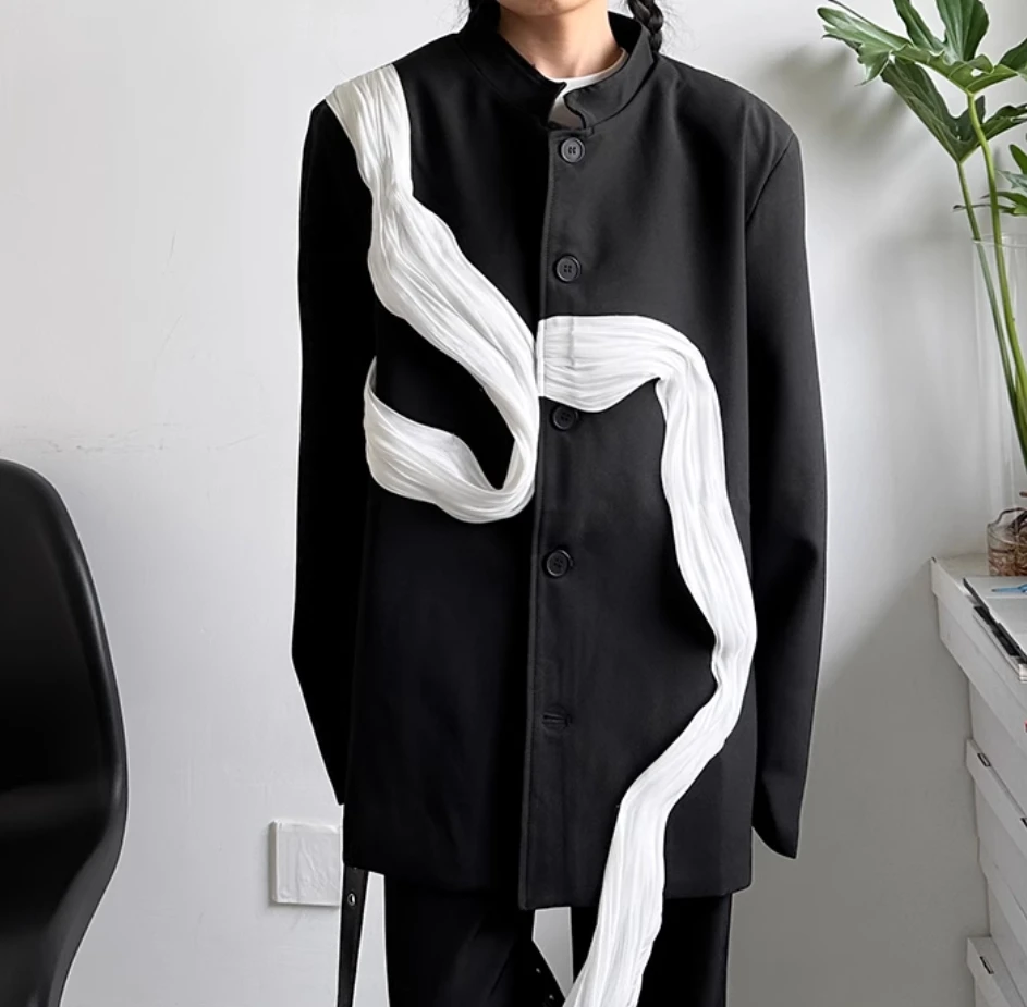 

SuperAen New Korean Loose Splicing Denim Fake Two-piece Fashion Velvet Jacket Medium and Long Coat