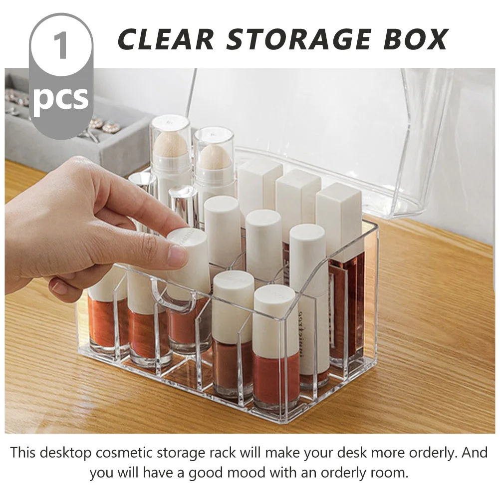 

1pc Transparent Lipstick Storage Box Organizer Holder Desktop Makeup Supplies Display Case Gloss Box Stand