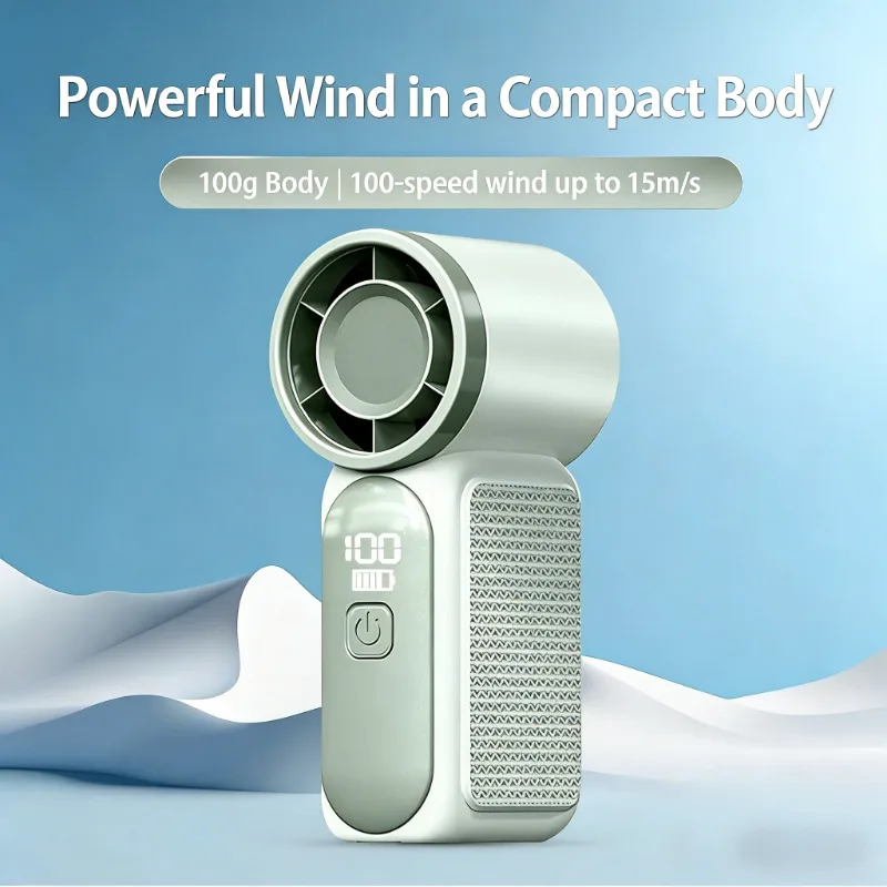 Portable USB Rechargeable Mini Turbo Fan, High Speed Powerful Cooling Fan with Long Battery Life for Outdoor Travel Camping