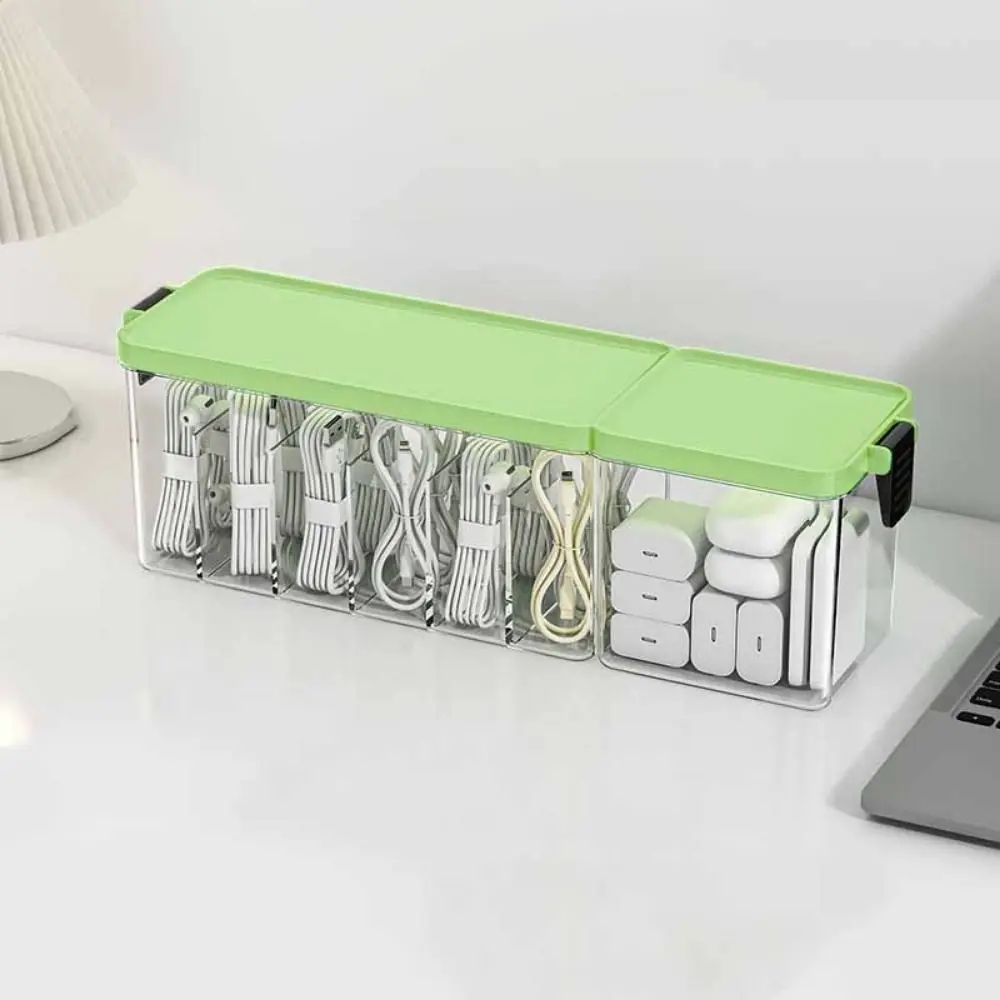 

Dustproof Card Data Cable Organizer Case Durable with Lid Desktop Cable Organizer Plastic Messy-Free Charger Wire Organizer