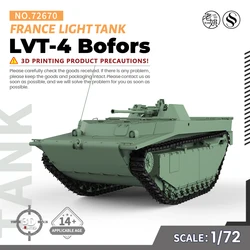 SSMODEL SS72670 1/72 25mm Military Model Kit France LVT-4 Bofors Light Tank