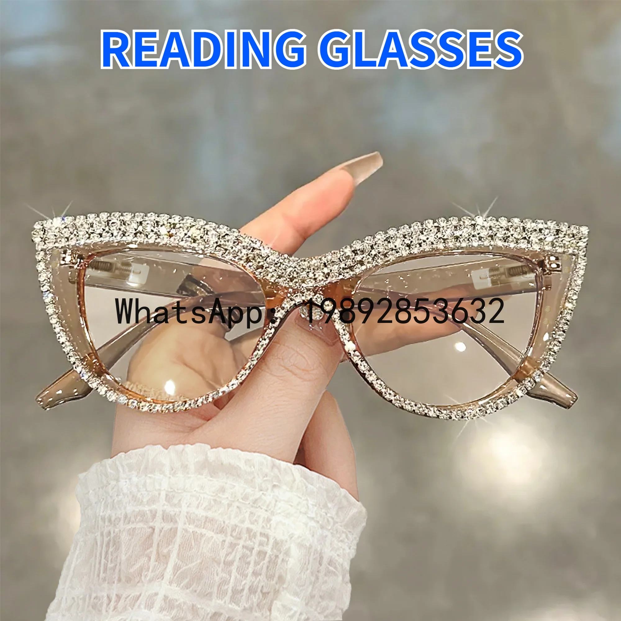 Rhinestone Trendy Reading Glasses for Women Retro Square Cute Sturdy Computer Womens Cat Eye Glasses