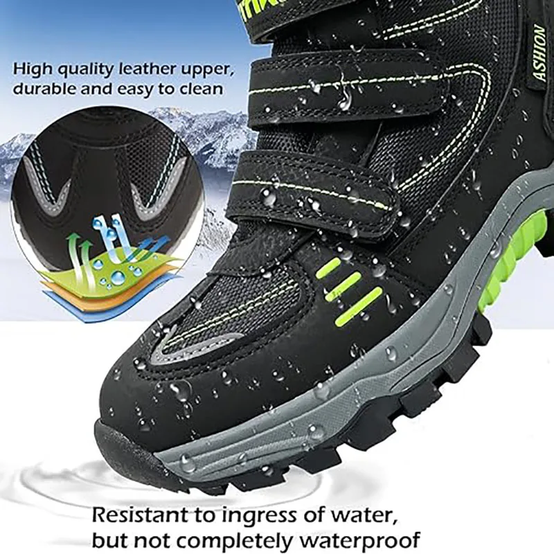 Kids Hiking Boots Boys Girls Outdoor Walking Climbing Sneaker Comfortable Snow Shoes Hiker Boot Antiskid Steel Buckle Sole