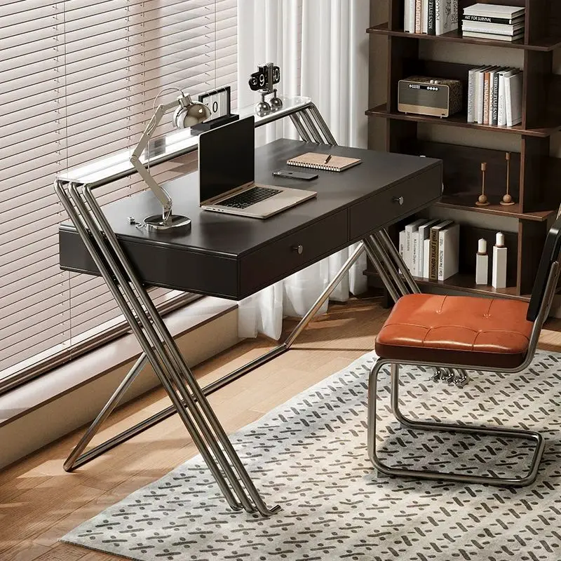 Medieval creative desk, household stainless steel computer desk, simple modern office writing desk