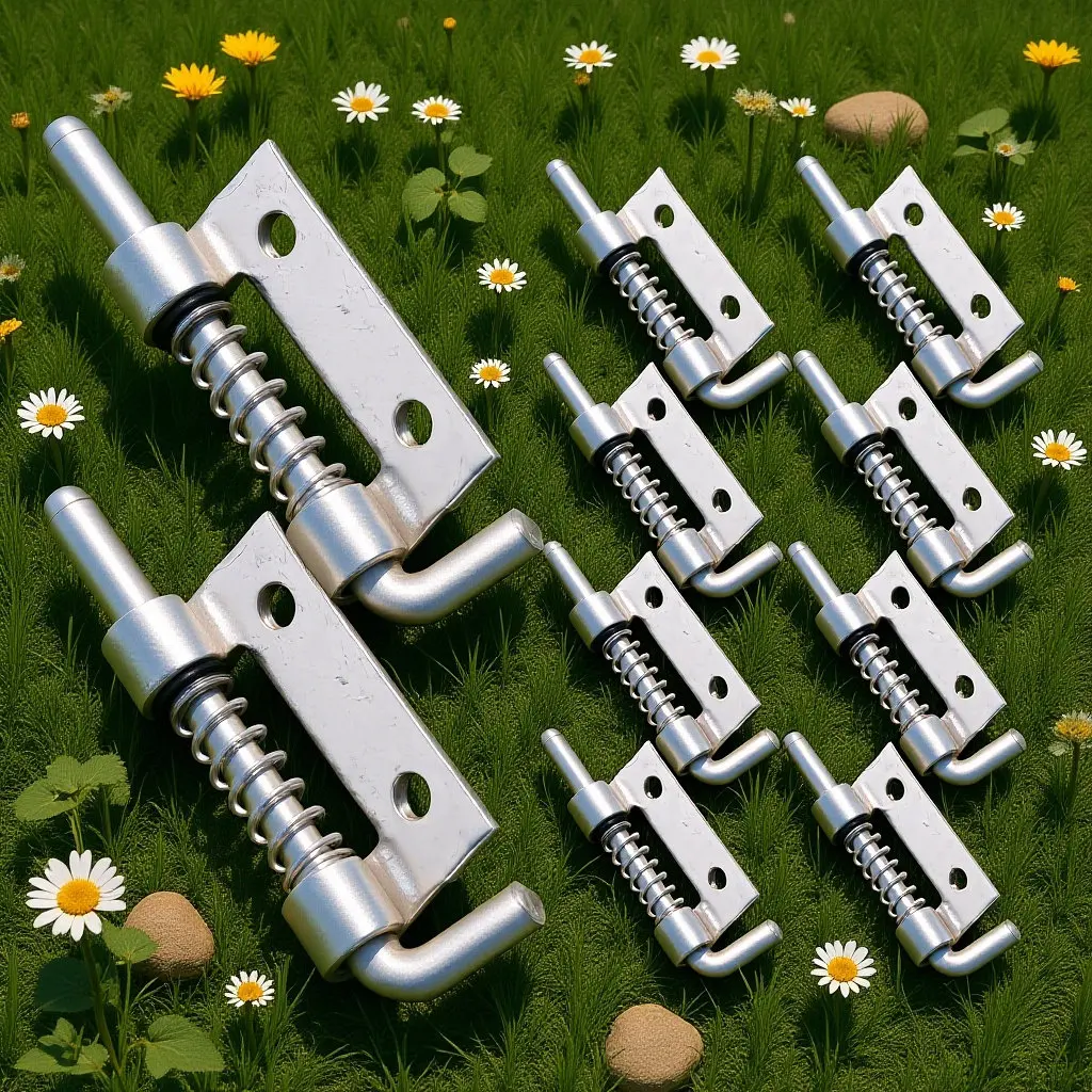 10Pcs Spring Latch Galvanized Iron High Strength Automatic Rebound Warehouse Gate Door Lock Latch Spring Bolt Flat Plate