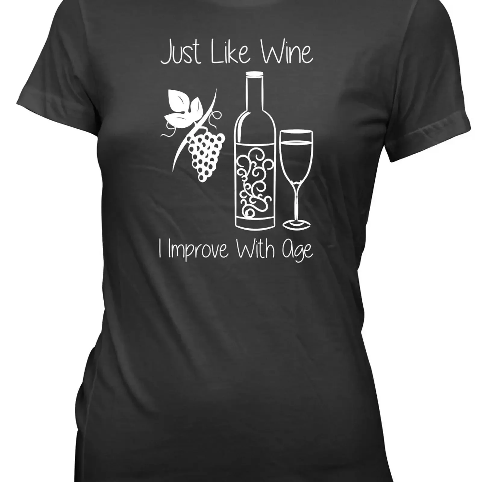 Lustiges T Shirt Just like Wine I Improve With Age Frauen vintage Washed Unisex homme graphic fashion streetwear Soft