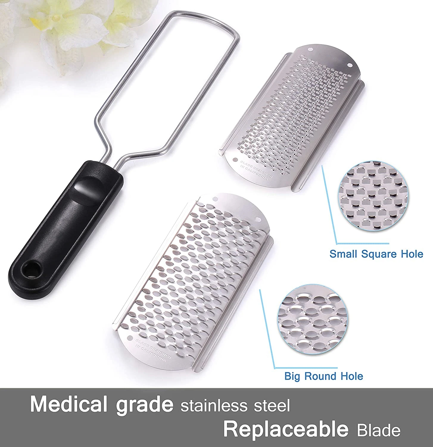 Pedicure Foot File, 2 Blades Pedicure Foot File Scrubber Rasp Feet Callus Shaver Cuticle Cutter and Corn Remover Pedi Tool