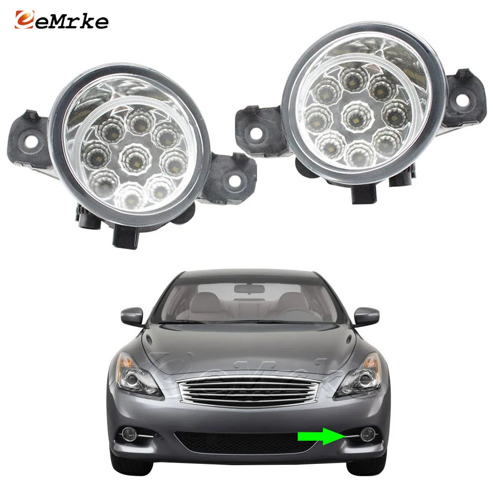 EEMRKE Led Fog Lamp for Infiniti G37 G37xs Q60 Q60S CV36 2011 2012 2013 2014 2015 9-Pieces H11 12V Front Bumper Fog Lights 2 Pcs