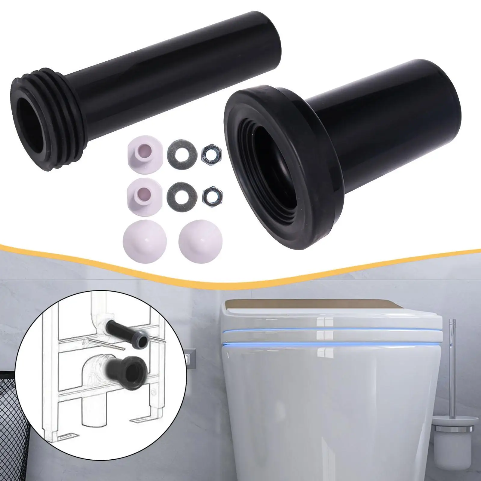 Toilet Extended Tubes Connector Anti Leakage Wall Mounted Kit with Washers for Bathroom Update