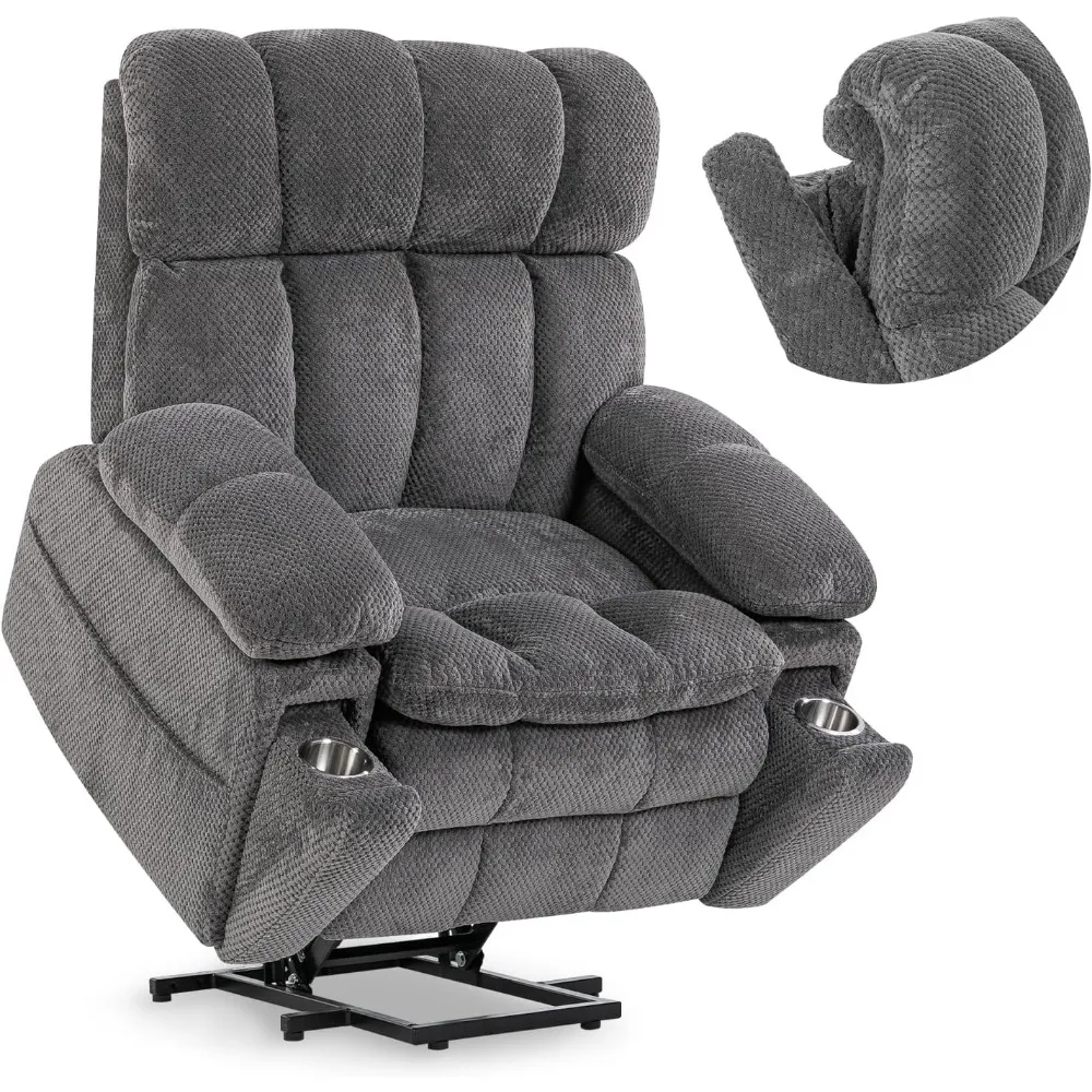 

Dual Motor Power Lift Recliner Chair for Elderly with Adjustable Headrest,Extra Wide Recliner Chair with Heat and Massage,
