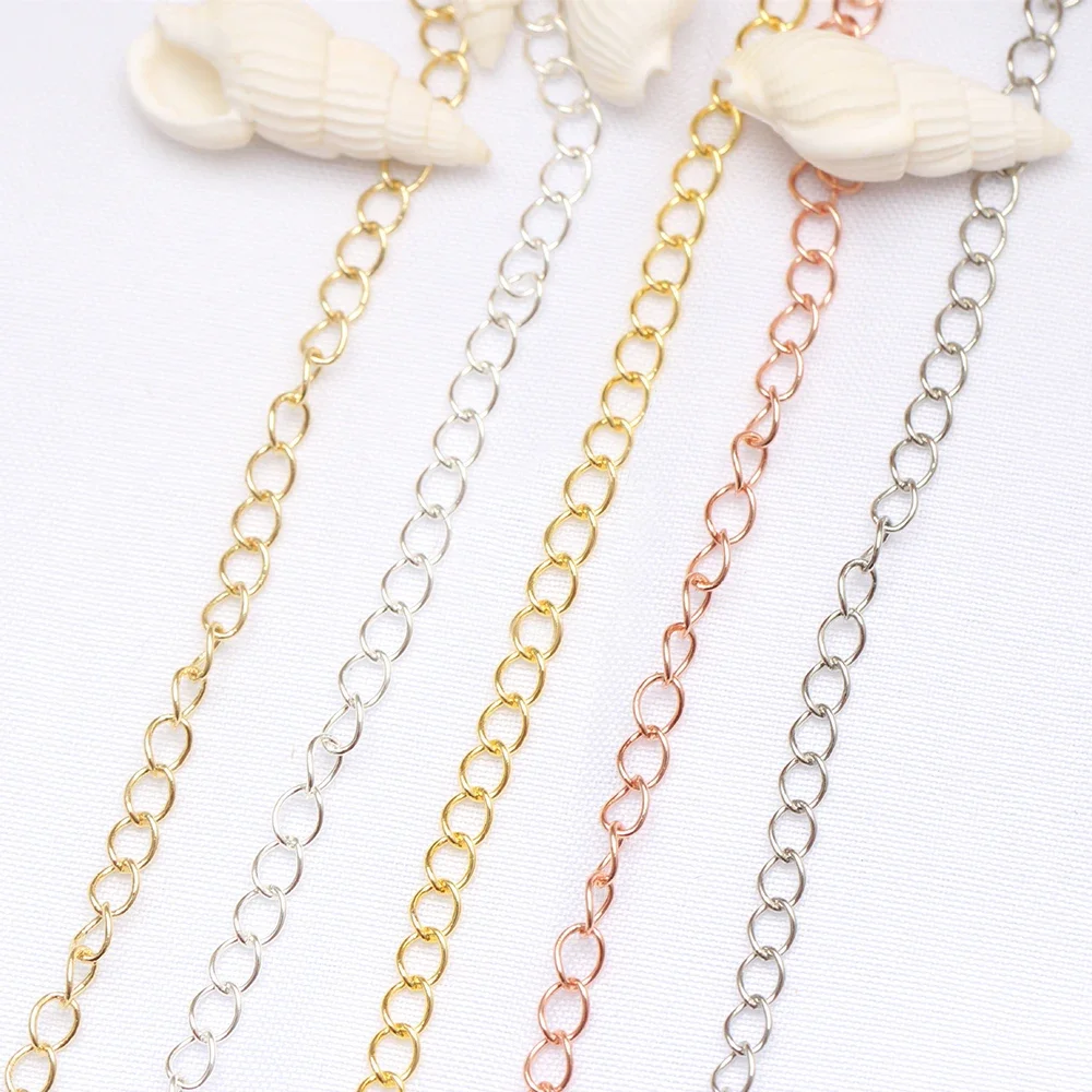 

2Meters Brass 18K Gold Plated Necklace Extension Tail Chain Bulk Bracelet Extended Accessories Extender For DIY Jewelry Making