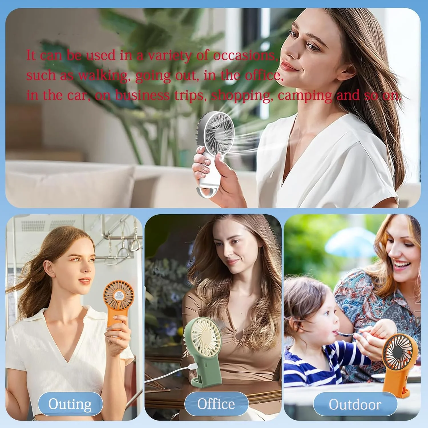 Персональные вентиляторы Мини-вентилятор, Портативный ручной вентилятор с USB-аккумулятором, Регулируемая скорость, Маленький персональный вентилятор 2 в 1, Портативный настольный вентилятор