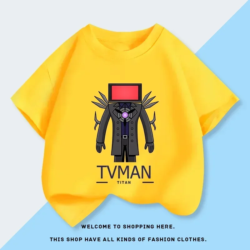 Titan Monitor Vs. Toilet Man, Speaker Man, Clothes, Boys' and Girls' Tops, Summer Short-sleeved T-shirts, Children's Wear Trendy