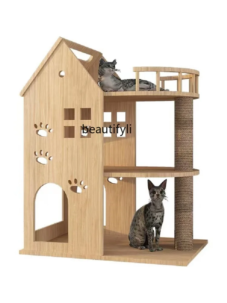 Cat Climbing Frame Scratching Board Nest Tree Cat Villa House Climbing Column Castle Indoor Home