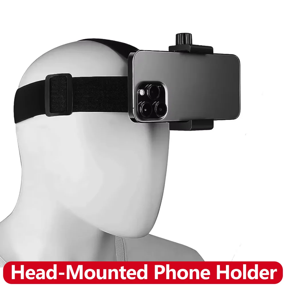 Uchwyt na telefon do mocowania na głowie, pasek na głowę POV do iPhone'a, Samsunga, GoPro, Insta360, DJI Action Camera, do nagrywania vlogów bez użycia rąk, jazdy na rowerze i filmowania.