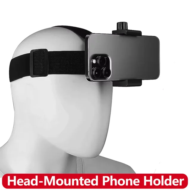 Uchwyt na telefon do mocowania na głowie, pasek na głowę POV do iPhone'a, Samsunga, GoPro, Insta360, DJI Action Camera, do nagrywania vlogów bez użycia rąk, jazdy na rowerze i filmowania.