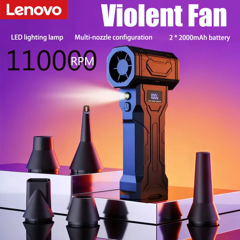 Lenovo Turbofan High-speed Brushless 450000 RPM Car Mounted Household Car Desktop Blowing And Suction Integrated Fan For Camping