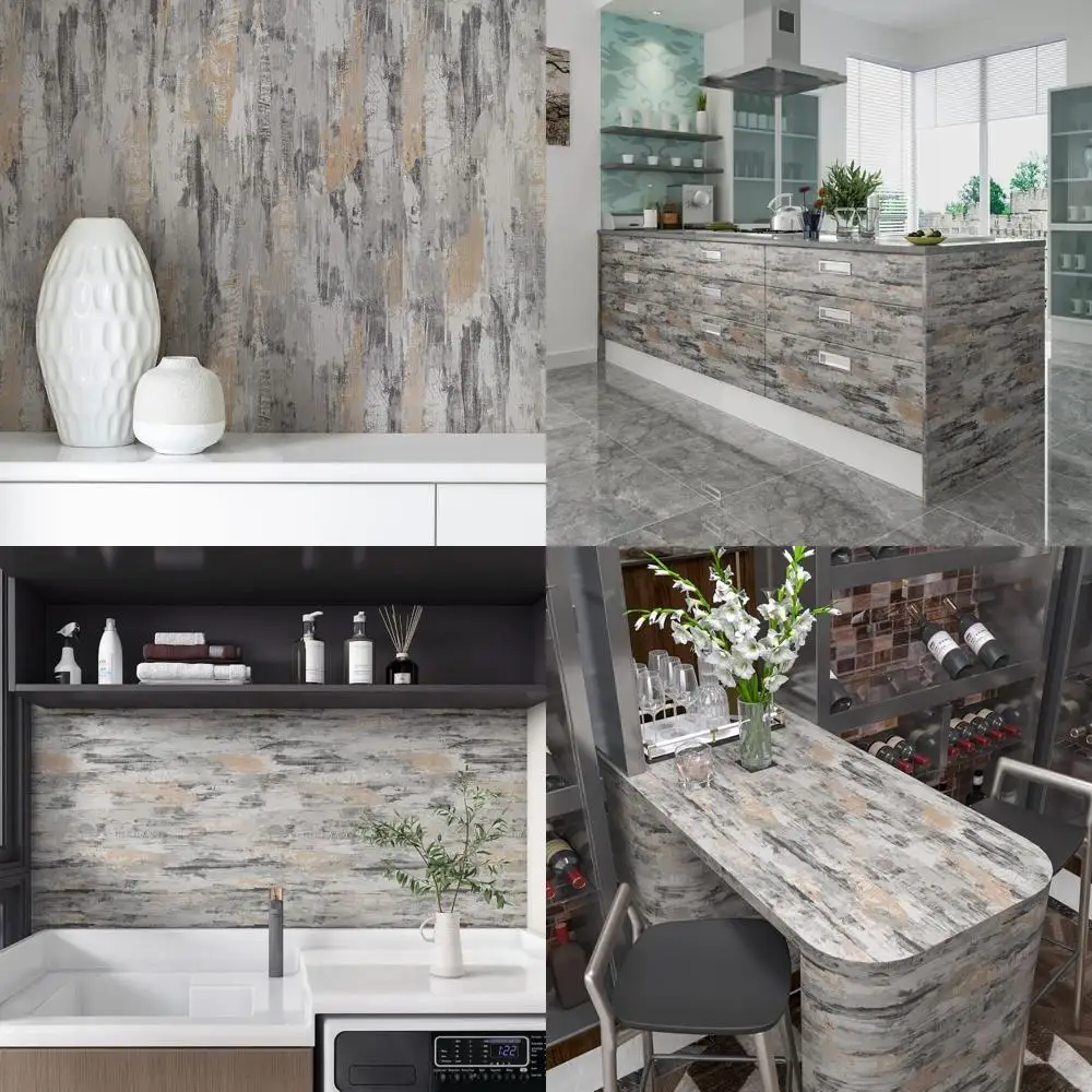 ورق اتصال كبير بمظهر خرساني - ورق حائط أسمنتي ملون مقاس 24 × 708، سميك جدًا ومتين لاستخدام الملصقات المزخرفة