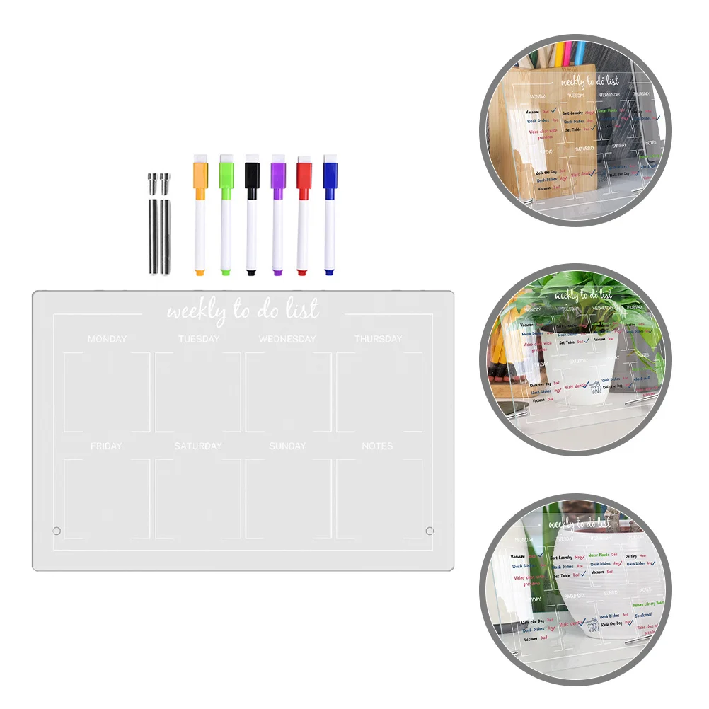 

1Set Transparent Acrylic Memo Board Desktop Dry Erase Writing Board for Office Home Decorative Note Taker to Do List Organizer