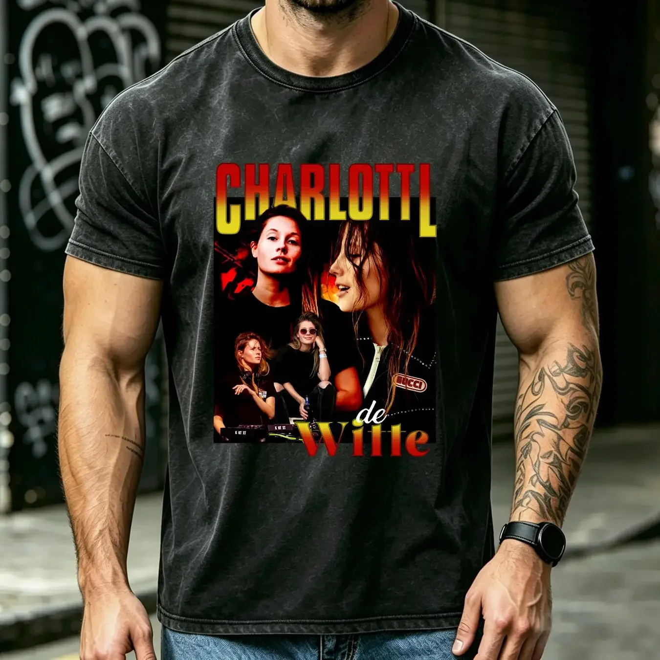 washed T Shirt Charlotte de Witte Techno Trance Music DJ Dance House Rave long or short sleeves vintage Washed Slightly homme