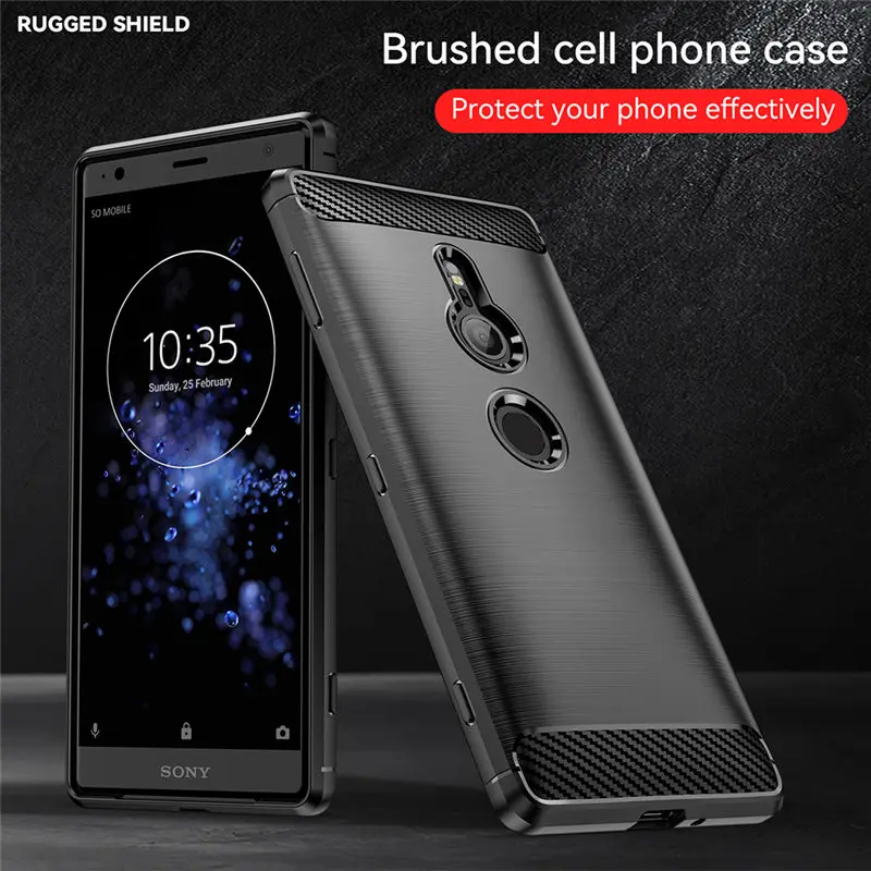 For Sony Xperia XZ2 H8266 H8216 Case Carbon Fiber Skin Shockproof Soft Silicone TPU Back Cover for Sony Xperia XZ2 H8266 H8216