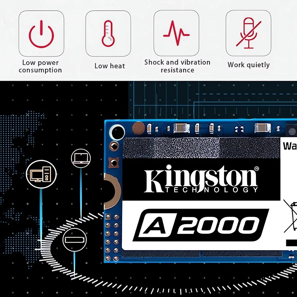 Kingston SSD NVMe PCIe M.2 2280, PC 노트북 데스크탑용 내장 솔리드 스테이트 드라이브 하드 디스크, 250GB, 500GB, 1TB