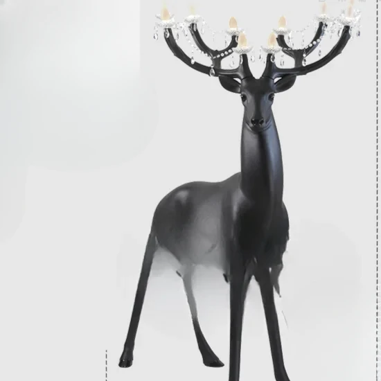 Christmas sculpture, modern creativity, spotted deer floor lamp design, fiberglass large decorative lighting fixture