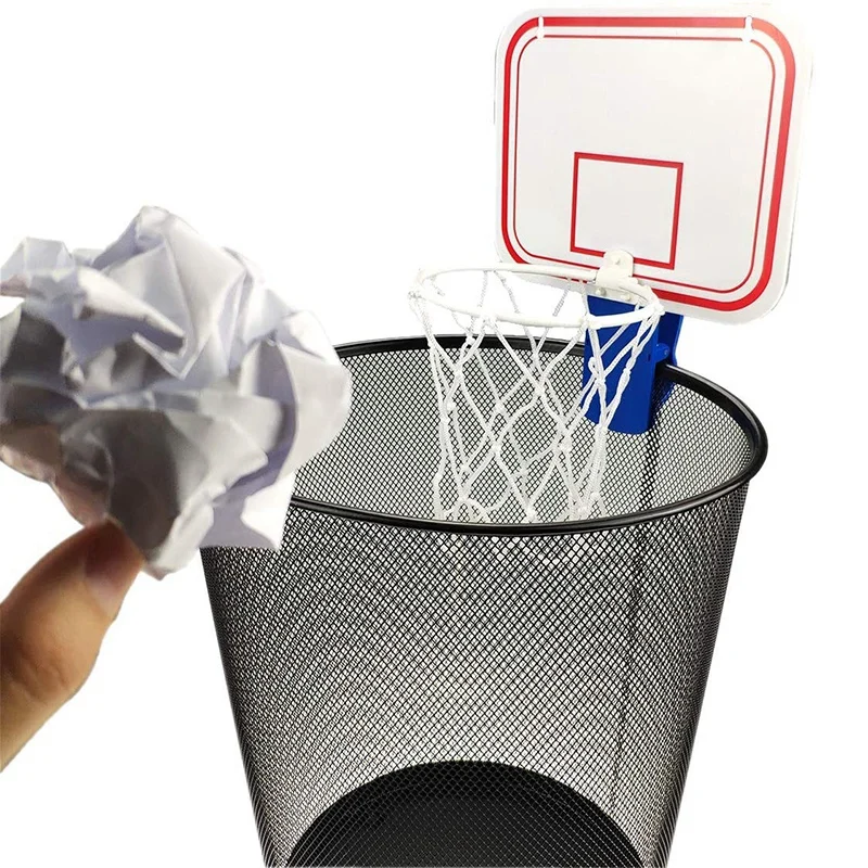 Doings Sport Office Basketball Hoop Clip for Trash Can Basketball Game Small Basketball Board Clip for Waste Basket