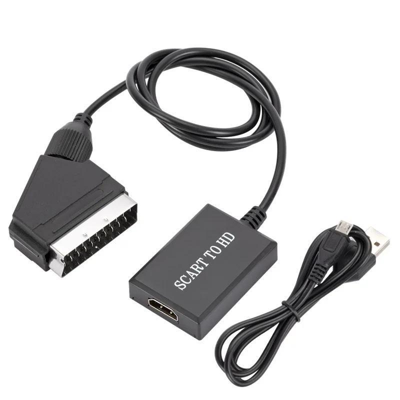 1080P Video Audio Adapter SCART Input to HD Output for HDTV Sky Box STB Plug for HD TV DVD