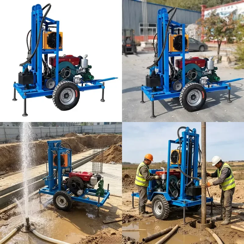 Diesel Driven Mining Mechanical Drilling Rig for Farmland Wells Max Depth 200m Diameter 50mm