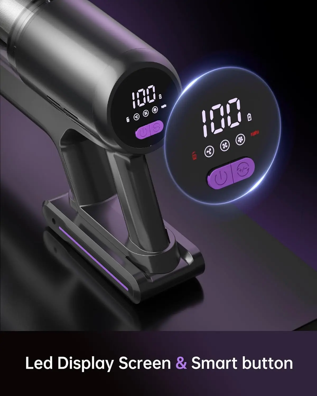 Cordless Vacuum Cleaner with LED Display, 45kpa 550W Brushless Motor, Max 50 Mins Runtime with Detachable Battery