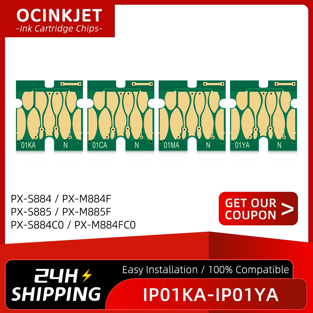 IP01 IP01KA IP01CA IP01MA IP01YA Ink Cartridge Chip For Epson PX-S884 PX-M884F PX-S885 PX-M885F PX-S884C0 PX-M884FC0