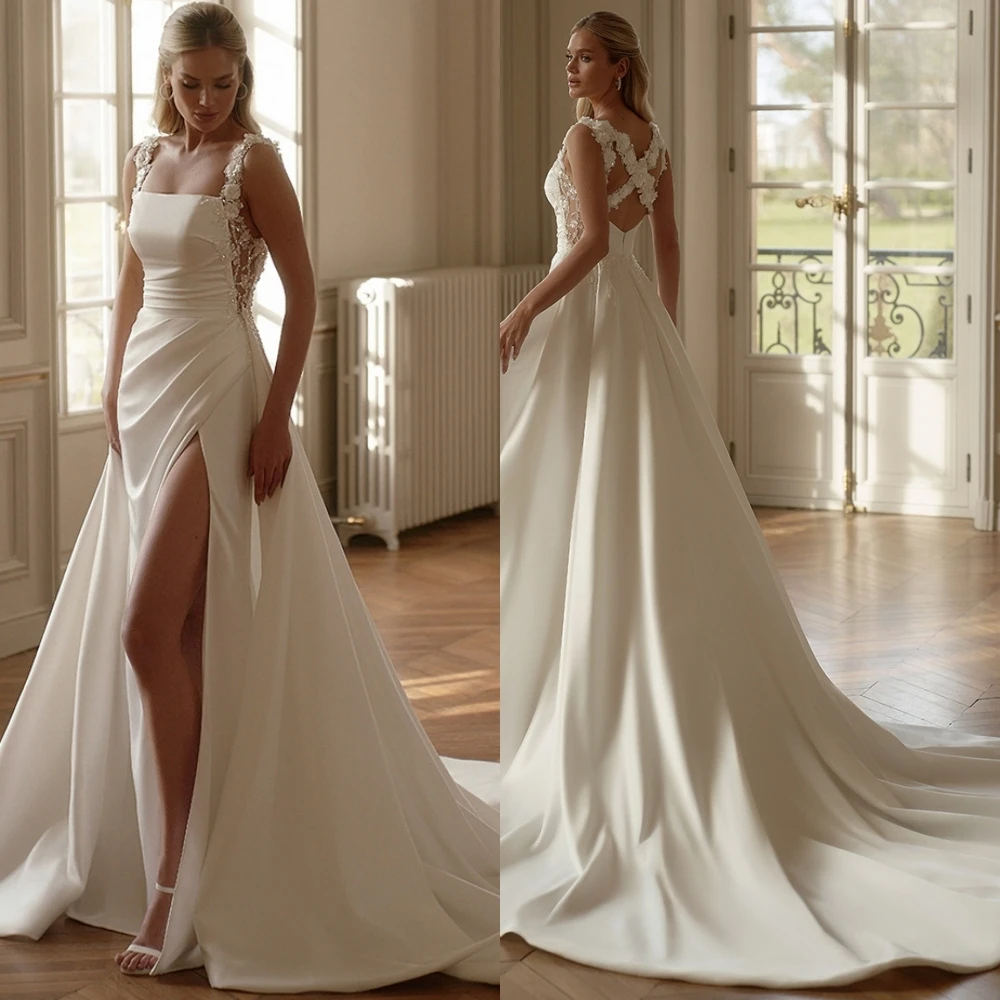 

Customized Exquisite Satin Mermaid Evening Dress Classic Beading Prom Dresses Fashion Spaghetti Straps Special Occasion Gowns