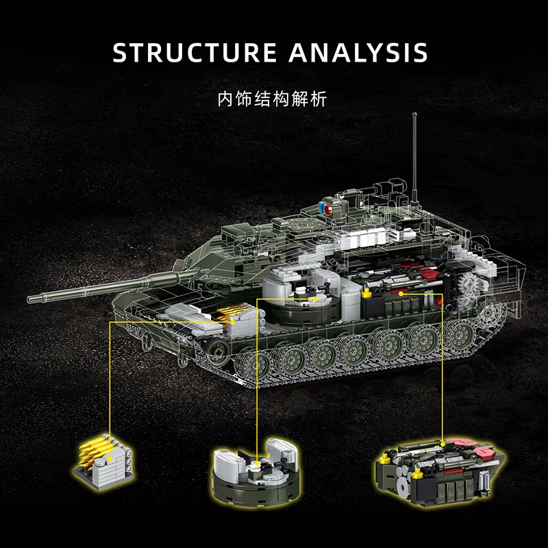 2300Pcs Armored Vehic 2A8 Blocks Tank Model Educational DIY Bricks Building Toy for Kids Children Boys Christmas Gifts Ornaments