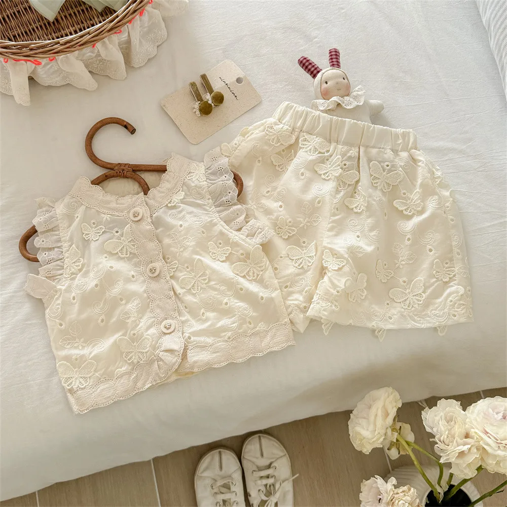terno-para-meninas-2025-verao-novo-coreano-tridimensional-flor-pesada-industria-jacquard-colete-shorts-conjunto-de-duas-pecas