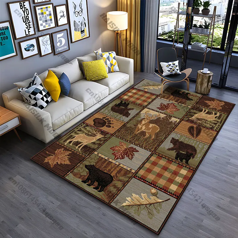 Nature wildlife forest animals carpet Yoga living room room decor children's crawling mat doormat area rug games mat
