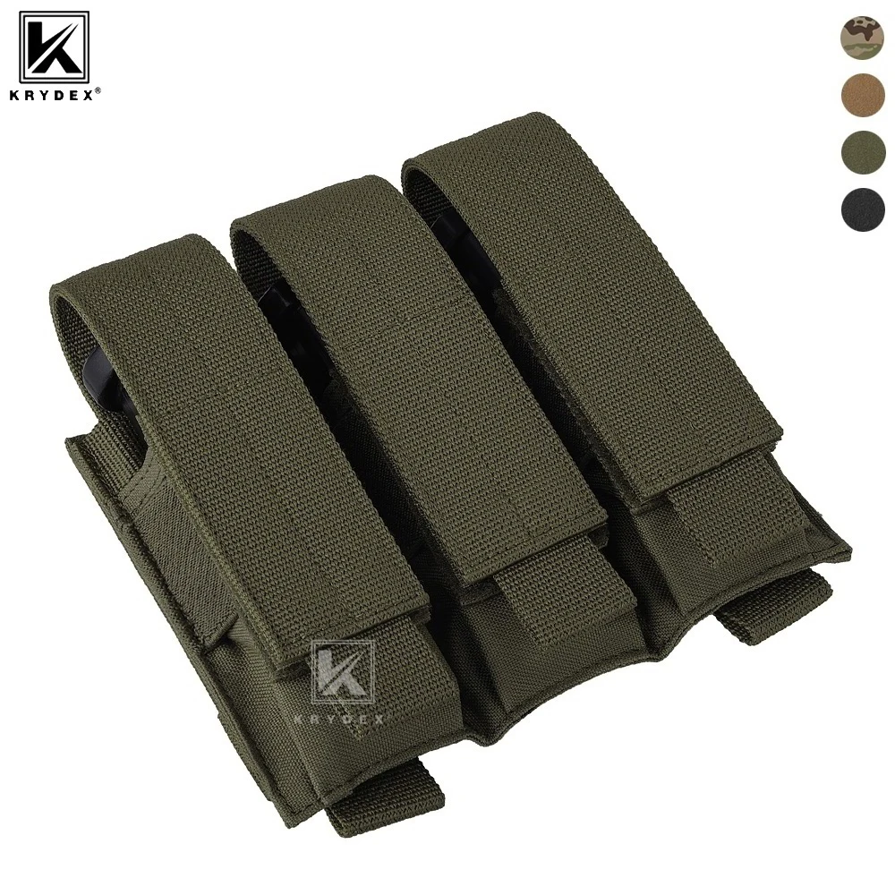 KRYDEX Tactical 9mm Triple Mag Pouch MOLLE Modular Single Double Stack Pistol Magazine Holder Pouch Hunting Accessories