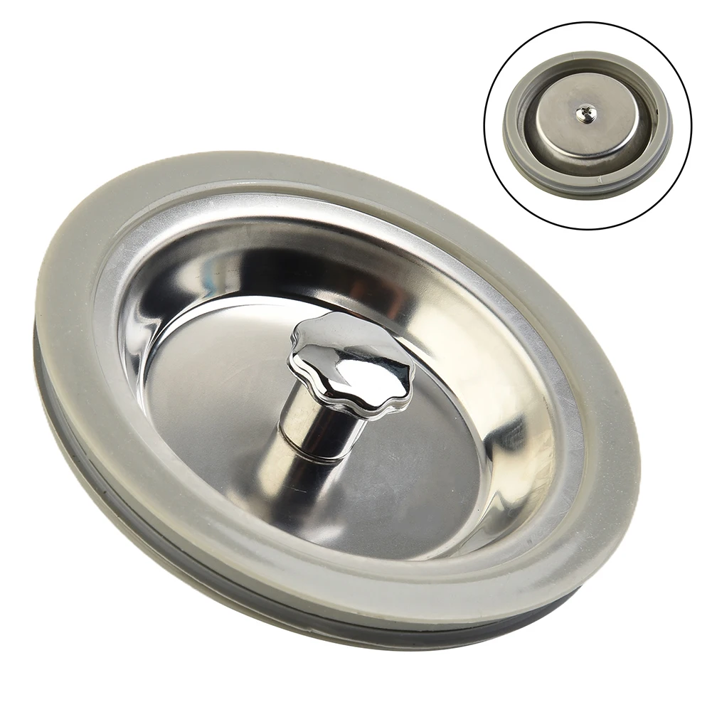 Tapón de repuesto para colador de fregadero de cocina, tapón de desagüe de acero inoxidable, tapón de residuos plateado, accesorios para fregadero