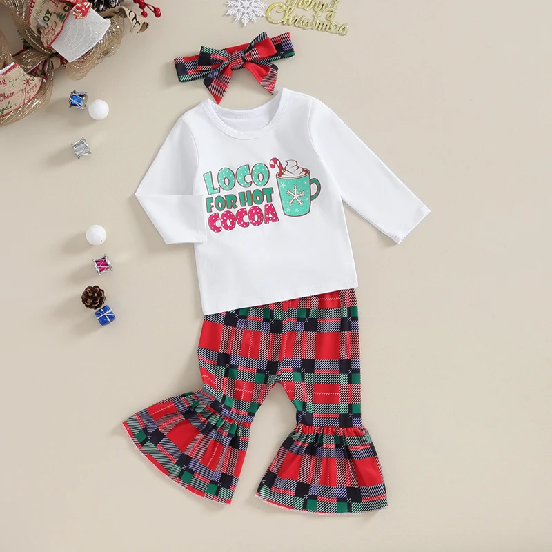 Girls Winter Outfits Reindeer Print Long Sleeve Tunic Tops Leggings Scarf 3Pcs Christmas Clothes Set for Toddlers