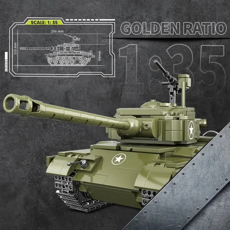 Blocs de construction de char militaire M26 de l'union soviétique, 764 pièces, briques de l'armée de la seconde guerre mondiale, figurines de soldats, jouets pour enfants garçons