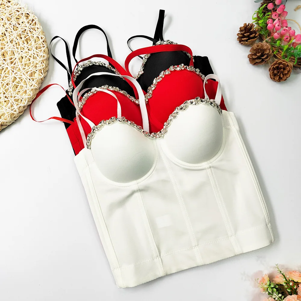 تخصيص المرأة الكبار الخصر cinching مثير الصدرية طويلة الحمالة حجر الراين مسمار الخرز لتغطية البطن التفاف حول الصدر #5