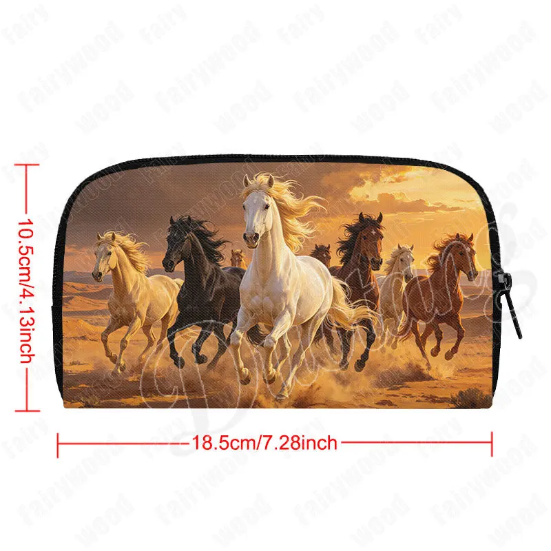 Animal Galloping Steed Horse Pattern Wallet Racing Horses Women Purse Credit Card Key Earphone Holder Coin Bag Long Wallet Gift