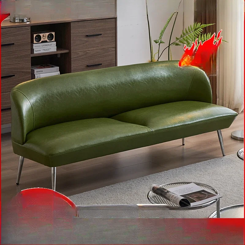 The product can be customized. Medieval green oil wax leather double small sofa